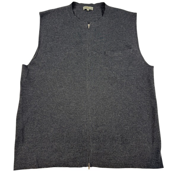 N.Peal Other - N. Peal Cashmere & Silk Full Zip Knitted Charcoal Waistcoat Size XL Quiet Luxury